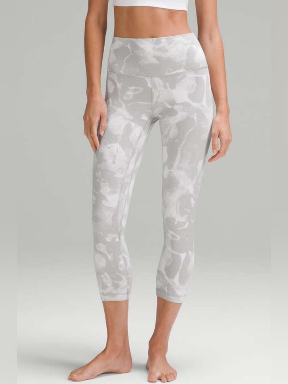Lululemon align high rise crop 21” leggings women’s 4 lucid floral silver gray